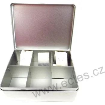 Dóza na potraviny TEA SET plechová dóza TES758 stříbrná na 6 druhů čaje