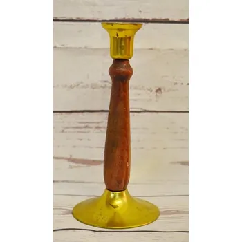 Svícen Svícen mosazný dřevěný