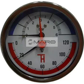 Instalatérský materiál Thermis Termomanometr zadní 3082 ø 80 mm, 1/2", 0-120°C/0-6 bar, TERM 3082