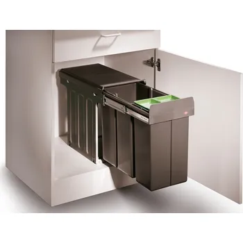 Odpadkový koš Bio Double 30 DT, Odpadkový koš pro otočné dveře, s bio víkem, antracit