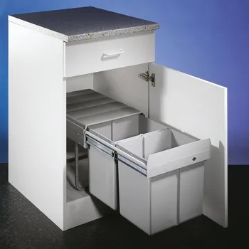 Odpadkový koš Double 2 DS, Odpadkový koš pro otočné dveře, alu šedá