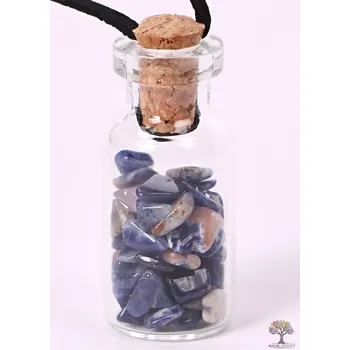 Přívěsek Magieprirody.cz Lahvička se Sodalitem - přívěsek na řemínku z kůže