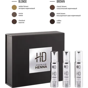 Barva na vlasy LUCAS cosmetics - Sada BLONDE Henna Premium HD, CC Brow 5g
