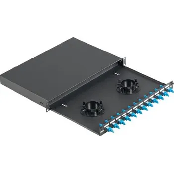 Racková skříň NKFD1W12BUDLCZ Výsuvná optická vana, včetně 12 spojek duplex LC SM OS1/OS2, 1U, černá