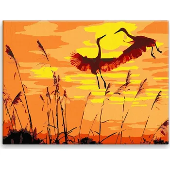 Hračka Malování podle čísel - Čápi v úplňku - 40x30 cm, plátno vypnuté na rám - CZ výroba
