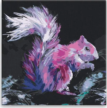 Malování podle čísel - Růžová veverka - 40x40 cm, bez dřevěného rámu - CZ výroba