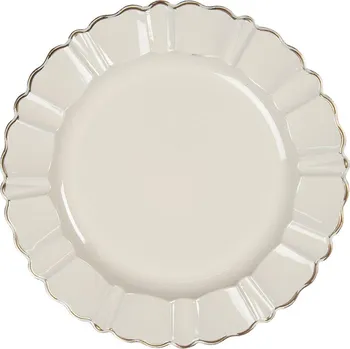 Clayre & Eef, Holandsko Clayre & Eef - Plastový talířový tác tvarovaný, barva krémová patina - Ø 33 cm