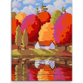 Malování podle čísel - Velké barevné stromy - 30x40 cm, bez dřevěného rámu - CZ výroba