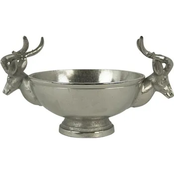 Stříbrná kovová miska s jeleny S - 25*17*14cm
