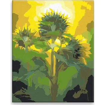 Dětské zboží Malování podle čísel - Tři slunečnice - 40x50 cm, bez dřevěného rámu - CZ výroba