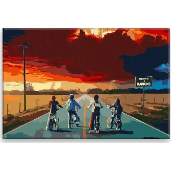 Malování podle čísel - Stranger Things 02 - 60x40 cm, bez dřevěného rámu - CZ výroba