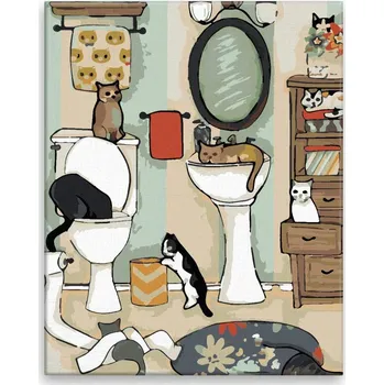 Malování podle čísel - Kočičí svět - 40x50 cm, bez dřevěného rámu - CZ výroba