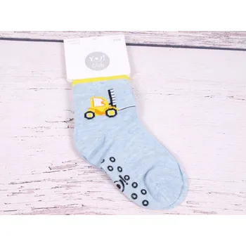 Ponožky YO ABS protiskluz modré s vysokozdvižným vozíkem velikosti ponožek: 14-15 ( EUR vel. 20-22)