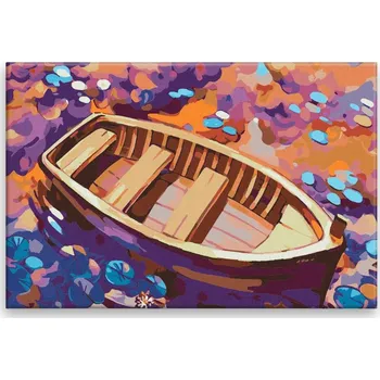 Dětské zboží Malování podle čísel - Opuštěná loďka - 60x40 cm, bez dřevěného rámu - CZ výroba