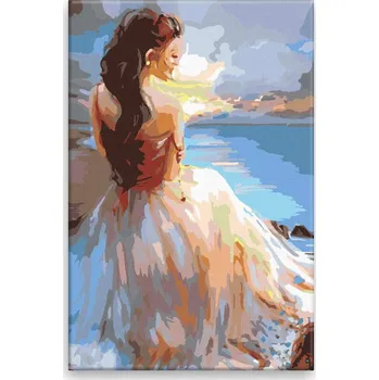 Dětské zboží Malování podle čísel - Žena na pobřeží - 40x60 cm, bez dřevěného rámu - CZ výroba