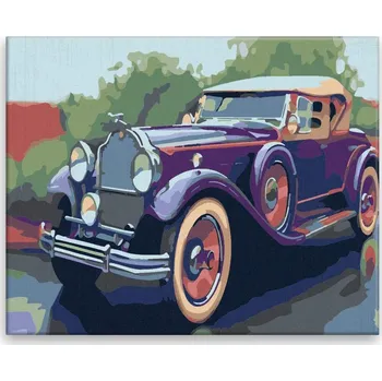 Malování podle čísel - Historické auto - 50x40 cm, bez dřevěného rámu - CZ výroba