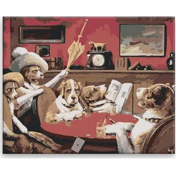 Dětské zboží Malování podle čísel - Psí pánové - 50x40 cm, bez dřevěného rámu - CZ výroba