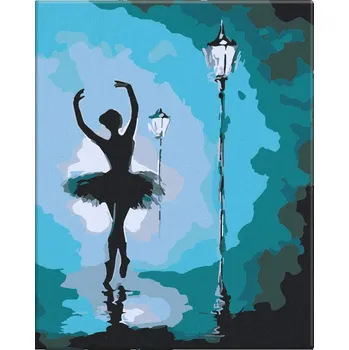 Malování podle čísel - Baletka pod lampou - 40x50 cm, bez dřevěného rámu - CZ výroba