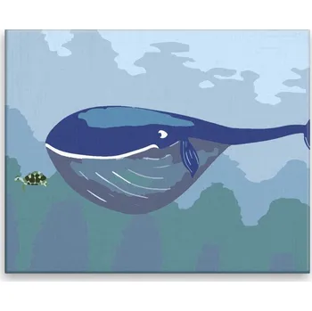 Malování podle čísel - Velryba a želva - 50x40 cm, bez dřevěného rámu - CZ výroba