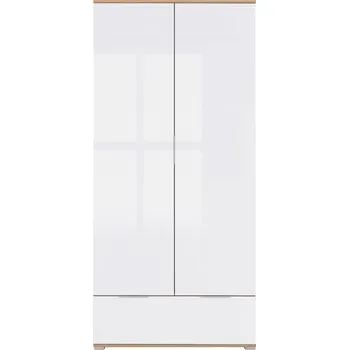 Šatní skříň BRW Zele SZF2D1S dub wotan/bílý lesk