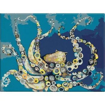 Hračka Malování podle čísel - Barevná chobotnice - 40x30 cm, plátno vypnuté na rám - CZ výroba