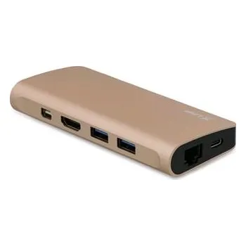 LMP USB-C Travel Dock 4K, 9 portů HDMI , miniDP , VGA , 2x USB 3.0, Ethernet, čtečka SD/MicroSD, USB-C nabíjení , Gold