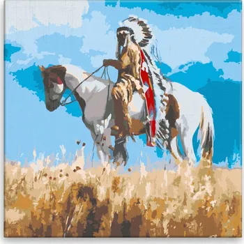 Malování podle čísel - Indiánský náčelník - 40x40 cm, bez dřevěného rámu - CZ výroba