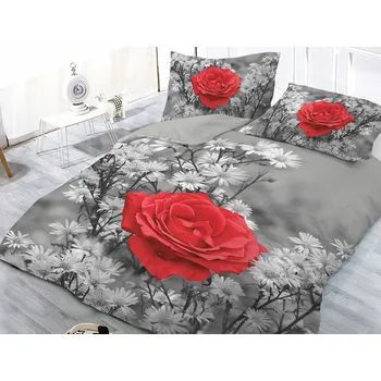 Povlečení České povlečení 3D EFEKT povlečení KYTICE RŮŽÍ 4 140 x 200, 70 x 90 cm zipový uzávěr