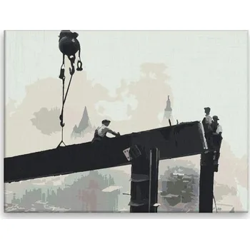 Malování podle čísel - Dělníci - 40x30 cm, bez dřevěného rámu - CZ výroba