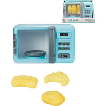 Dětská kuchyňka Mikrovlnná trouba dětská na baterie set s maketami potravin Světlo Zvuk