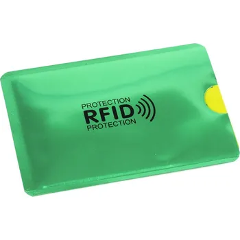 Příslušenství k zavazadlu Bezpečnostní obal zelený na bezkontaktní kartu blokující RFID a NFC signál