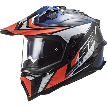 Helma na motorku LS2 MX701 EXPLORER C FOCUS G.BLUE WHITE RED (velikost helmy: M (57-58cm))