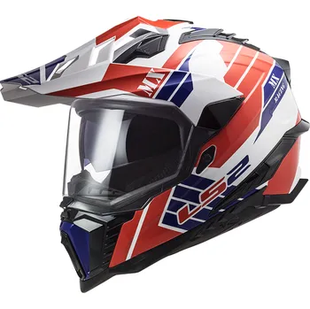 Helma na motorku LS2 MX701 EXPLORER ATLANTIS G.WHITE RED BLUE (velikost helmy: XS (53-54cm))