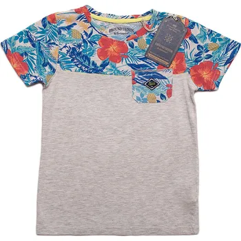 Chlapecké tričko Ebound chlapecké šedé tričko s potiskem květin Velikost: 152