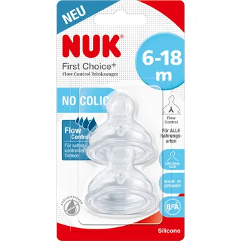 Savička NUK First Choice+ Flow Control No Colic 6-18 m 2 ks