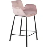 Růžová sametová barová židle ZUIVER BRIT 67,5 cm