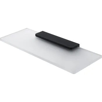 Koupelnový nábytek Police do koupelny skleněná, sklo bílé extra čiré matné, úchyt černý, 30 cm NIMCO MAYA černá MAC 29091B-30-90 Nimco