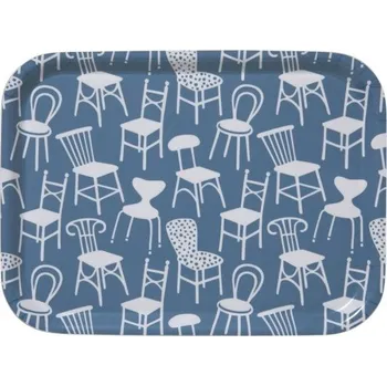 Obdélníkový tác Chairs blue 27x20, Klippan Švédsko