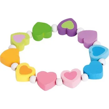 Módní doplněk Dřevěná bižuterie - Náramek, Duhové srdíčka (Bino)