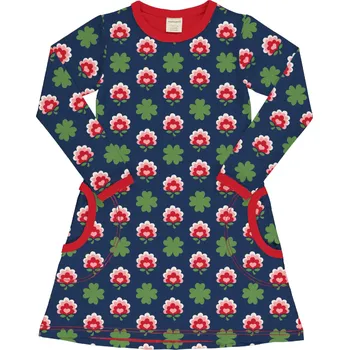 Dívčí šaty Dívčí šaty s dlouhým rukávem Kytičky a čtyřlístky Maxomorra Velikost: 86/92