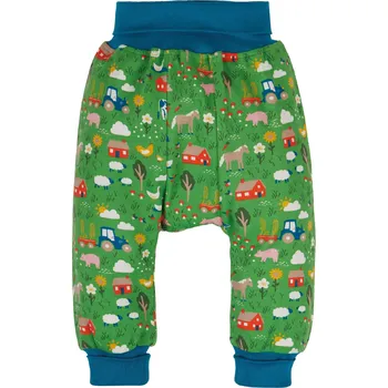 Kojenecké tepláky Rozkvetlá louka, kůň a traktor Frugi Velikost: 3-6m