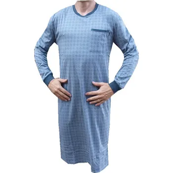 Pánská noční košile xcena Bavlněná nošní košile šedá O Velikost: XXXXXL