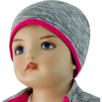 Kojenecká čepice ESITO Dětská čepice David, Šedý melír + růžová, Vel. 62