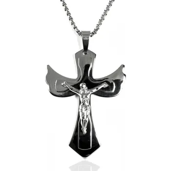 Náhrdelník Pánský náhrdelník z chirurgické oceli - Ježíš na kříži S87200