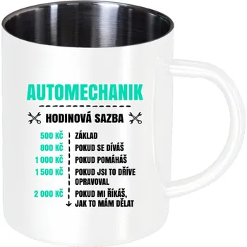 Nerezový hrnek Hodinová sazba - automechanik