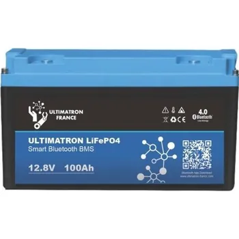 Trakční baterie Ultimatron France LiFePO4 baterie 12V 100Ah s BMS a Smart bluetooth (Lithiový akumulátor LiFePO4 s bluetooth monitoringem s pomocí smartphone aplikace)