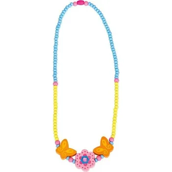 Náhrdelník Dřevěná bižuterie - Náhrdelník, Růžová kytička (Bino)