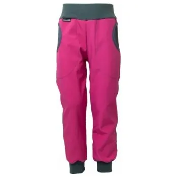 Dívčí kalhoty Dan-de-lion Softshellové kalhoty zimní- růžové s šedivými kapsami, 80