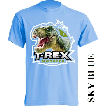 levne-detske-tricko-monster-dinosaurus-tyranosaurus Barva: Sky blue - nebesky modrá, velikost: 140