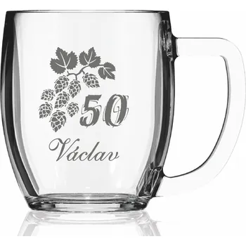 Sklenice Půllitr s pískovaným motivem "CHMEL"